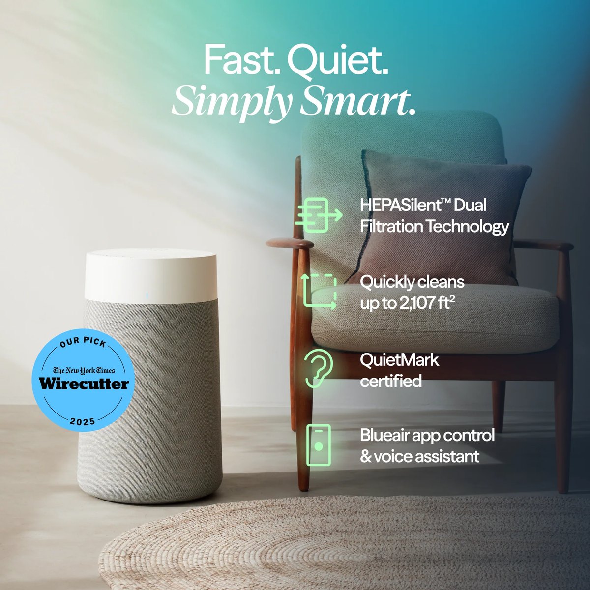 Fast. Quiet. Simply smart — HEPASilent dual filtration